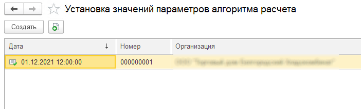 Список вариантов установки значений параметров алгоритмов